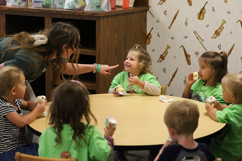 Kids playing games during Vacation Bible School