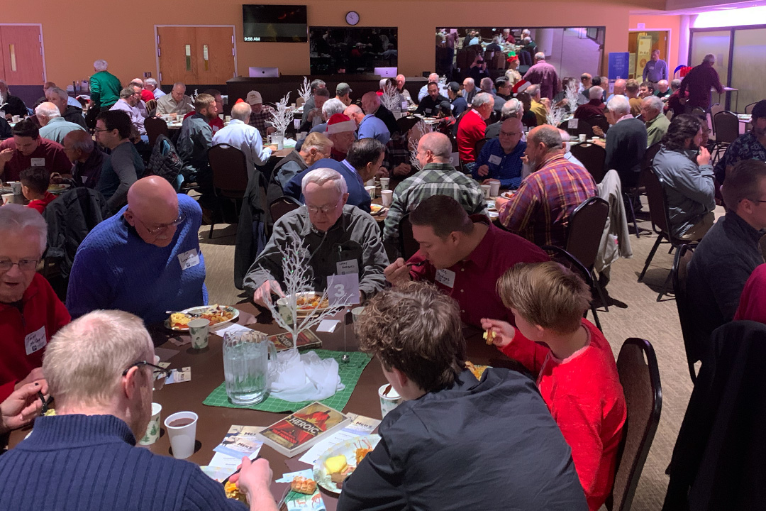Men enjoying a holiday brunch together