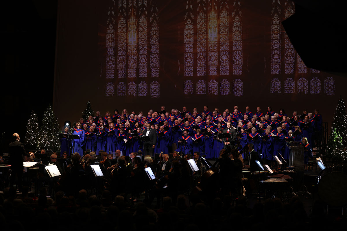 Big Blue Sanctuary Choir and orchestra performing at Christmas Joy!
